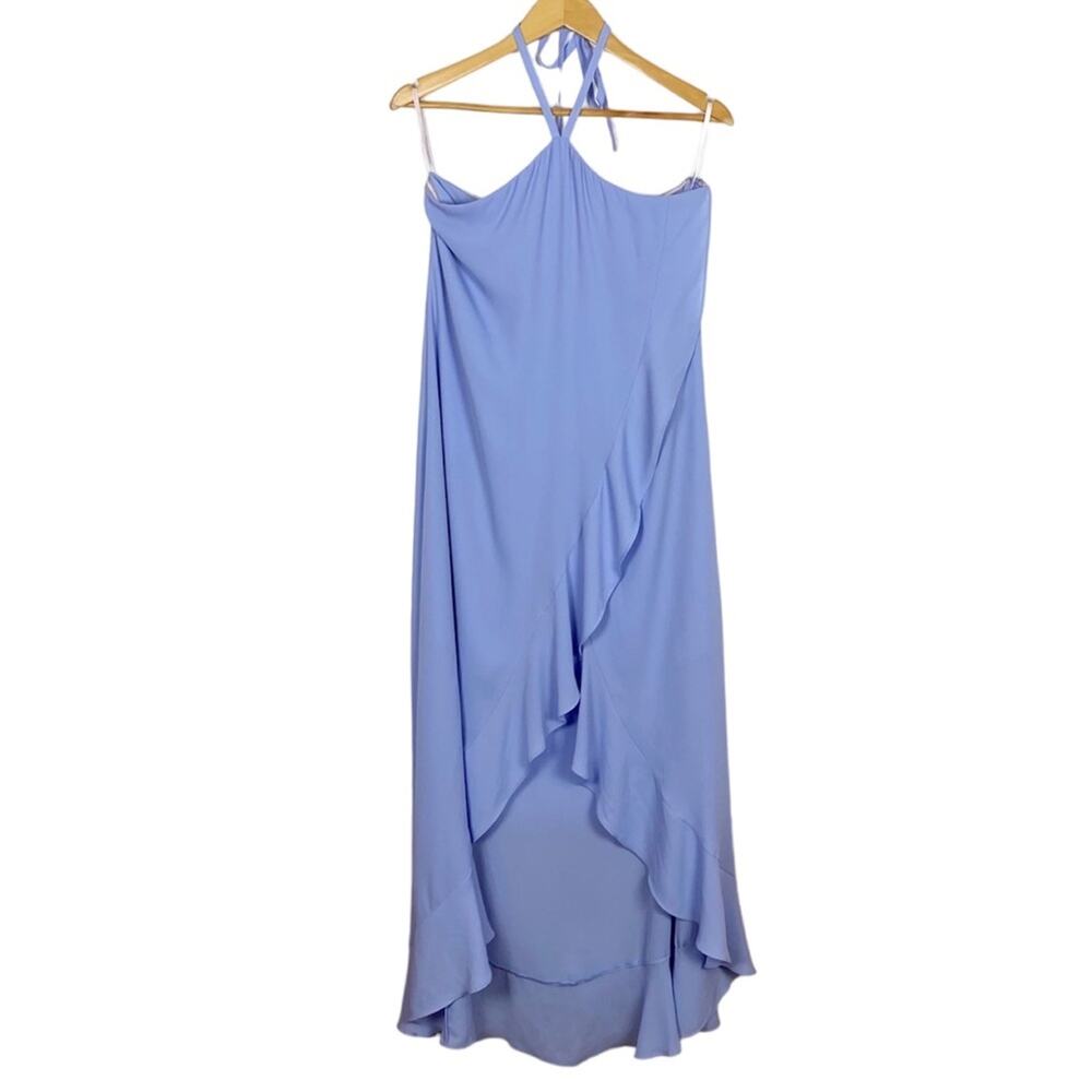 Crosby by Mollie Burch Blue Halter Ruffle High Low Dress Size 2